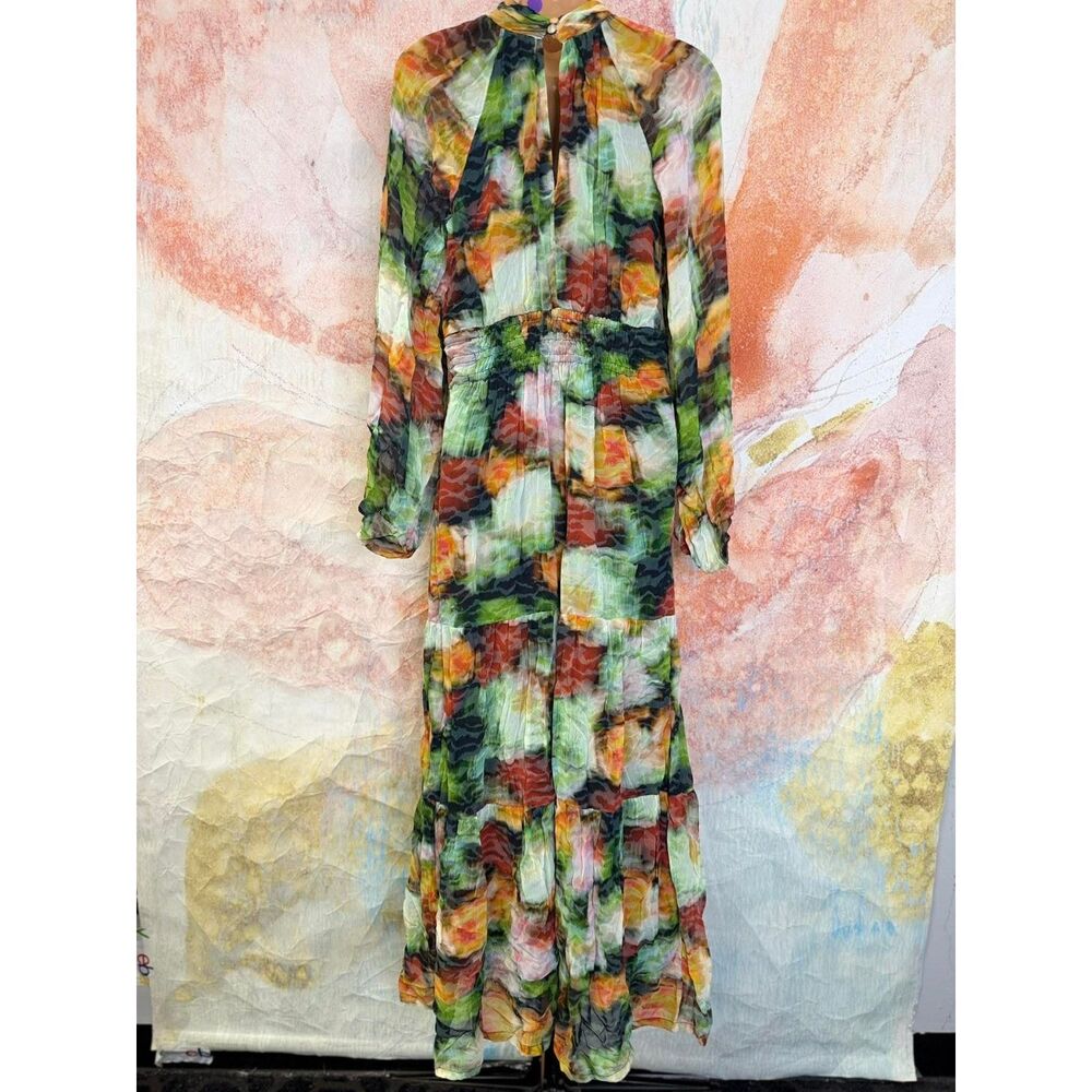 Anthropologie The Somerset Long-Sleeve Mock-Neck Chiffon Maxi Dress - Picture 10 of 11